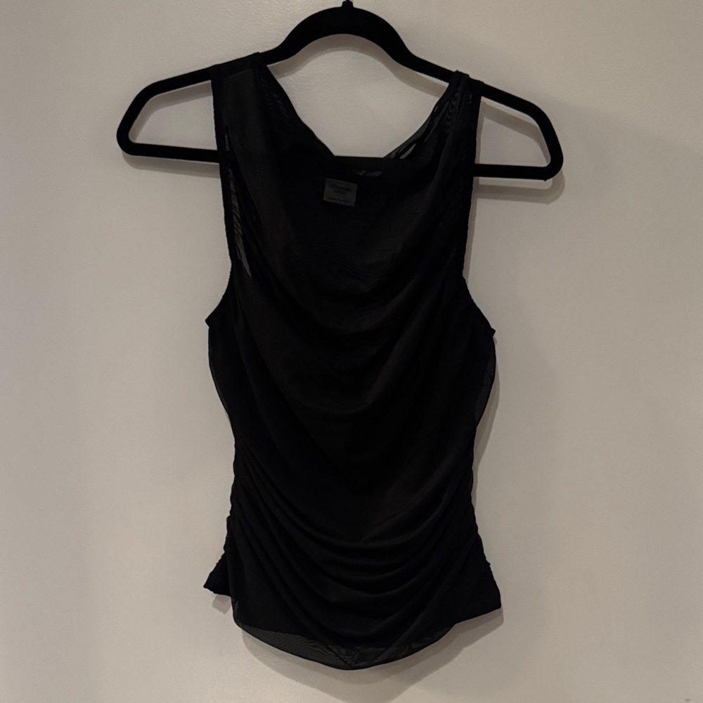 Abercrombie & Fitch Black Draped Tank Top with sheer layer